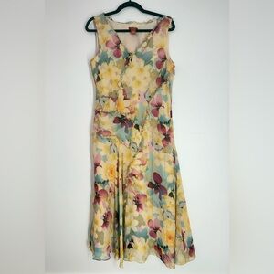 Sundance Silk Floral Dress | Dainty Romantic Midi | Size M/L (See Measurements)